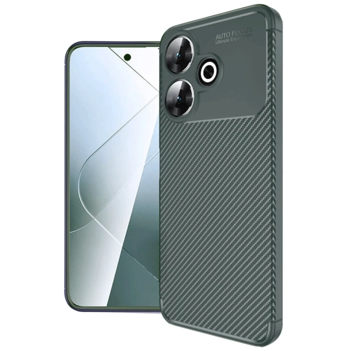 Newface Xiaomi Redmi 13 4G Kılıf Auto Focus Karbon Kapak - Koyu Yeşil