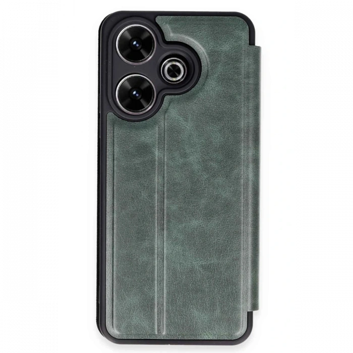 Newface Xiaomi Redmi 13 4G Kılıf Flip Cover - Koyu Yeşil
