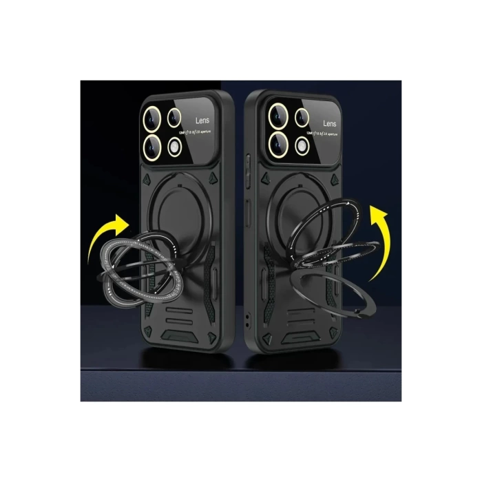 Newface Xiaomi Redmi 13 4G Kılıf Joy Lens Standlı Kapak - Mor