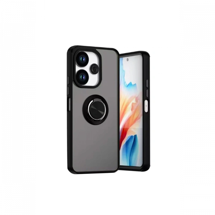 Newface Xiaomi Redmi 13 4G Kılıf Montreal Yüzüklü Silikon Kapak - Siyah