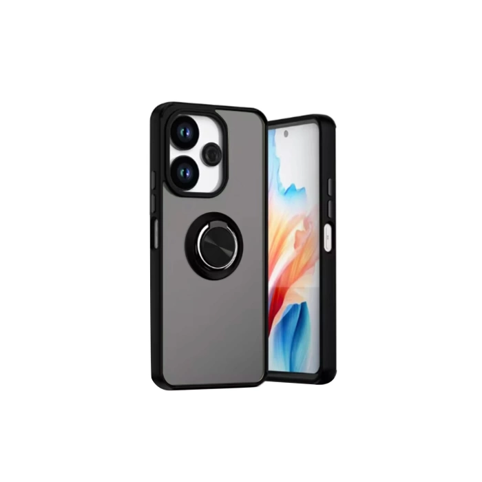 Newface Xiaomi Redmi 13 4G Kılıf Montreal Yüzüklü Silikon Kapak - Siyah