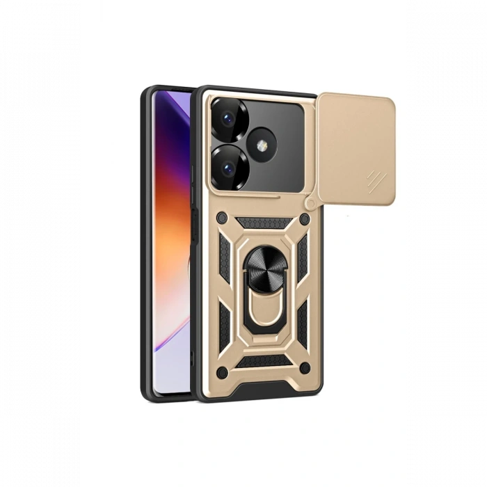 Newface Xiaomi Redmi 13 4G Kılıf Pars Lens Yüzüklü Silikon - Gold