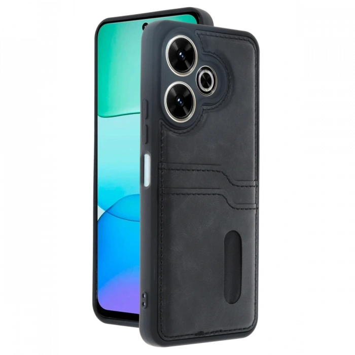 Xiaomi Redmi 13 4G Kılıf Sara Kartvizitli Deri Kılıf