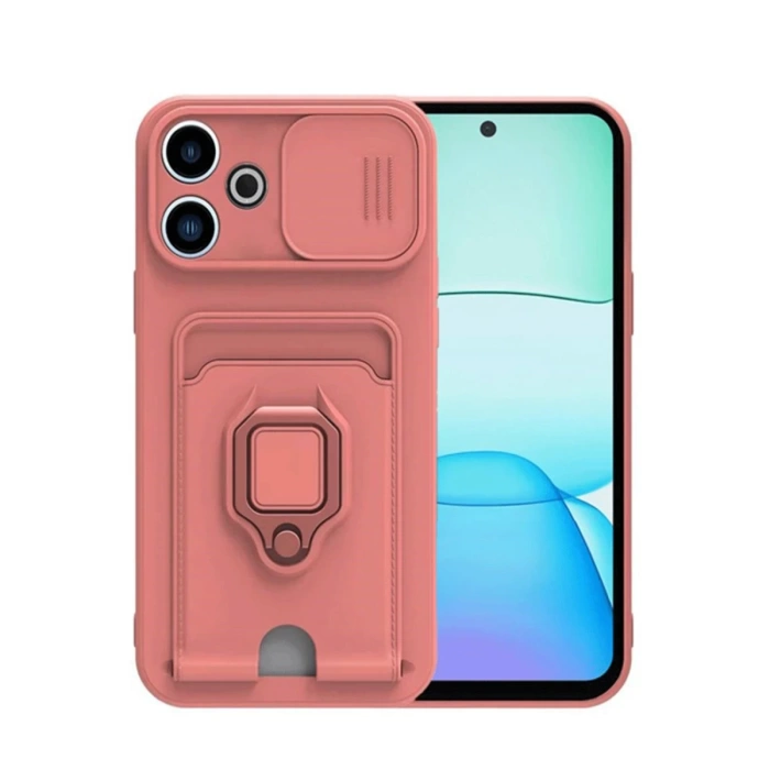 Newface Xiaomi Redmi 13 4G Kılıf Zuma Kartvizitli Yüzüklü Silikon - Pembe