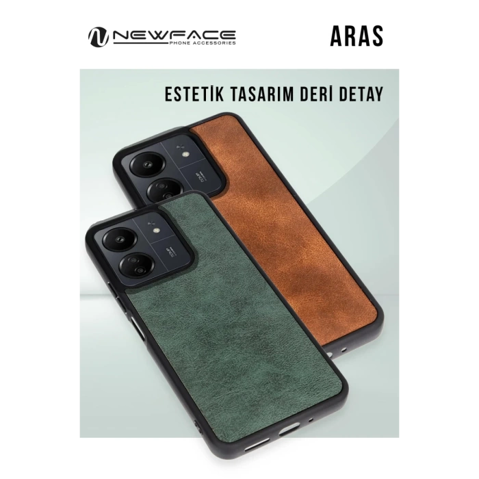 Newface Xiaomi Redmi 13C Kılıf Aras Deri Kapak - Kırmızı