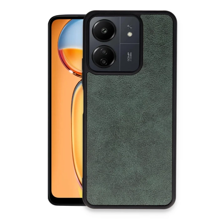 Newface Xiaomi Redmi 13C Kılıf Aras Deri Kapak - Koyu Yeşil