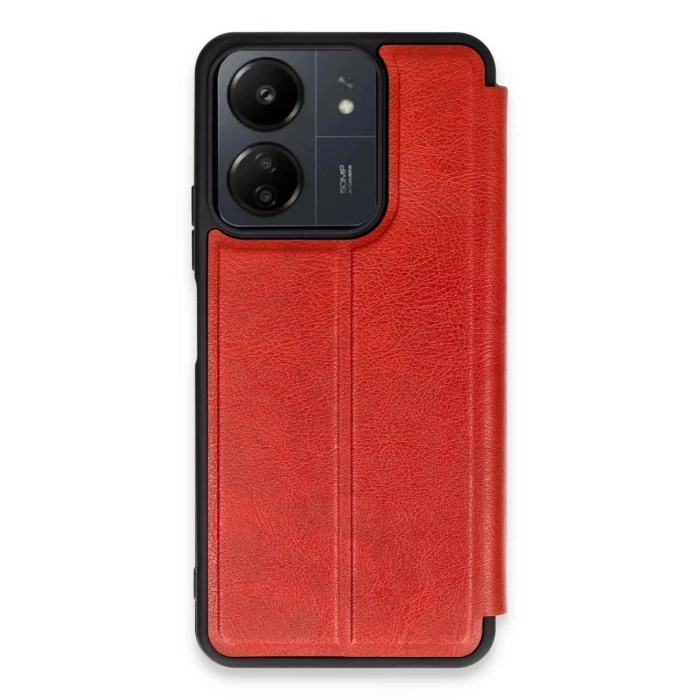Newface Xiaomi Redmi 13C Kılıf Flip Cover - Kırmızı