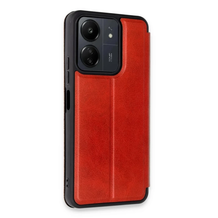 Newface Xiaomi Redmi 13C Kılıf Flip Cover - Kırmızı