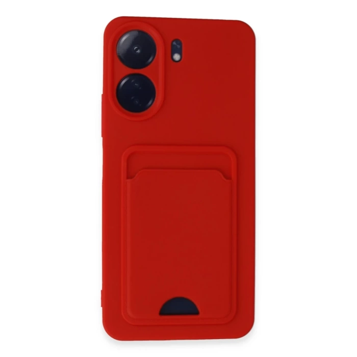 Newface Xiaomi Redmi 13C Kılıf Kelvin Kartvizitli Silikon - Kırmızı