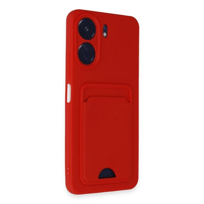 Newface Xiaomi Redmi 13C Kılıf Kelvin Kartvizitli Silikon - Kırmızı