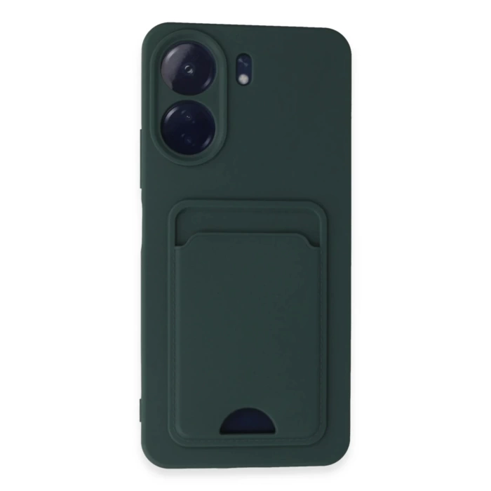 Newface Xiaomi Redmi 13C Kılıf Kelvin Kartvizitli Silikon - Koyu Yeşil