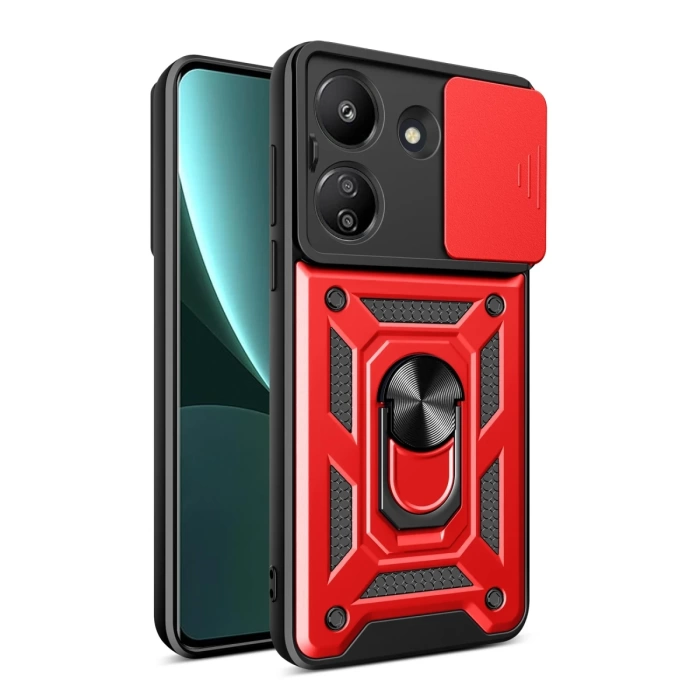 Newface Xiaomi Redmi 13C Kılıf Pars Lens Yüzüklü Silikon