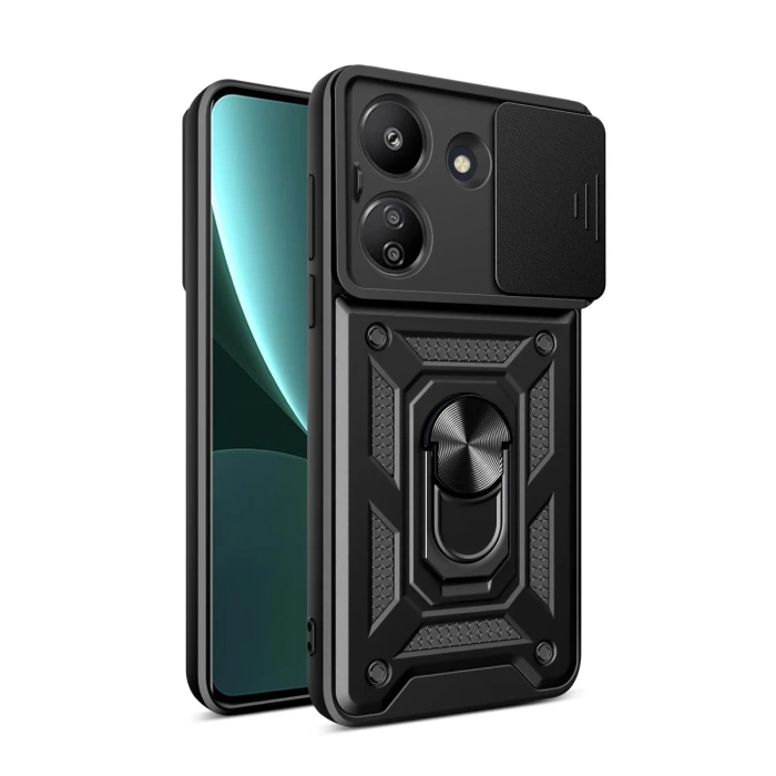 Newface Xiaomi Redmi 13C Kılıf Pars Lens Yüzüklü Silikon