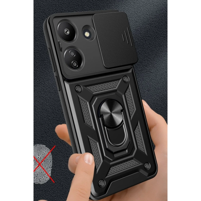 Newface Xiaomi Redmi 13C Kılıf Pars Lens Yüzüklü Silikon