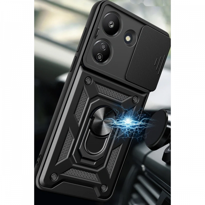 Newface Xiaomi Redmi 13C Kılıf Pars Lens Yüzüklü Silikon