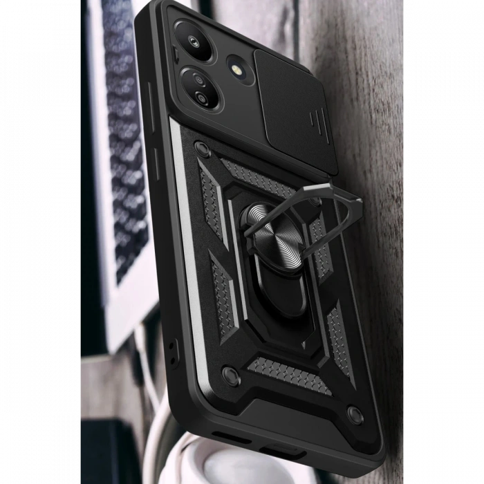 Newface Xiaomi Redmi 13C Kılıf Pars Lens Yüzüklü Silikon