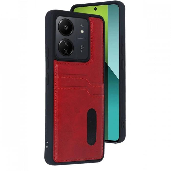 Newface Xiaomi Redmi 13C Kılıf Sara Kartvizitli Deri Kılıf