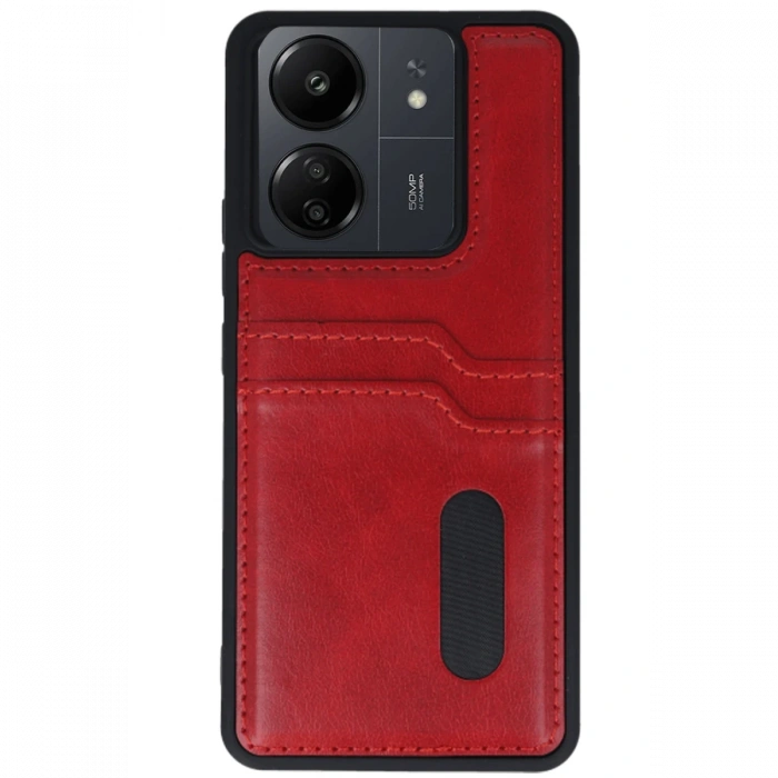 Newface Xiaomi Redmi 13C Kılıf Sara Kartvizitli Deri Kılıf