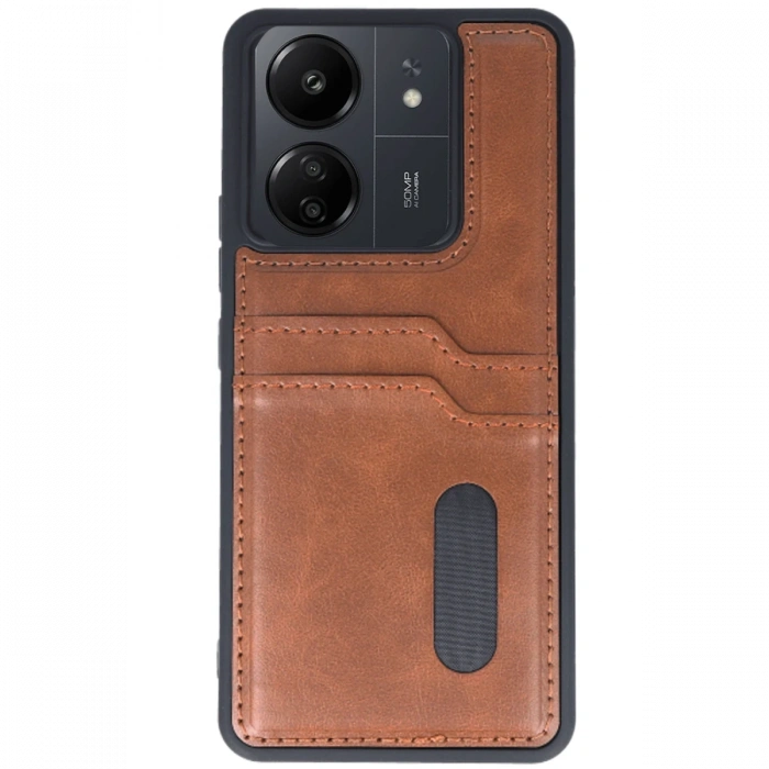 Newface Xiaomi Redmi 13C Kılıf Sara Kartvizitli Deri Kılıf