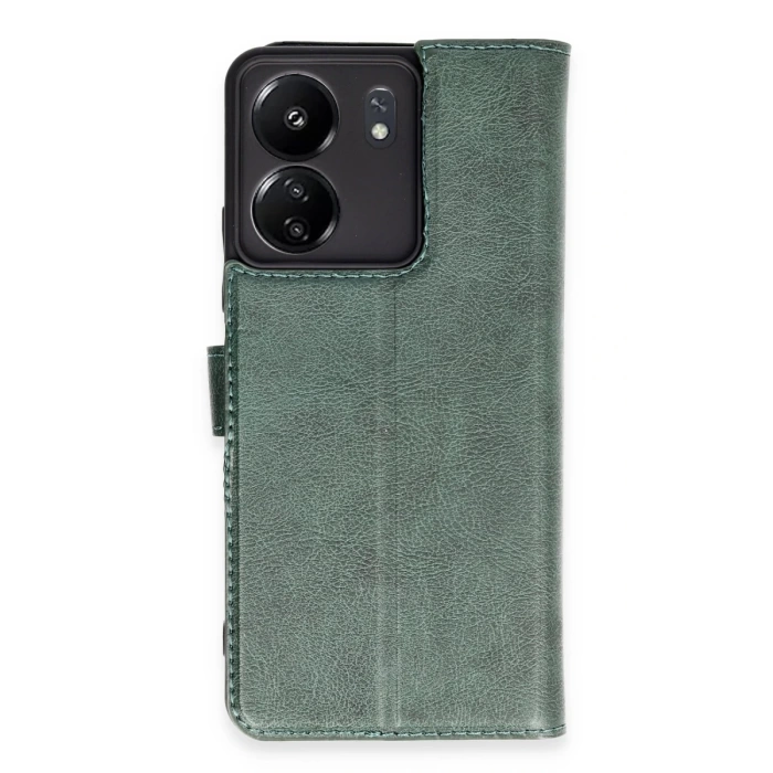 Newface Xiaomi Redmi 13C Kılıf Trend S Plus Kapaklı Kılıf - Yeşil