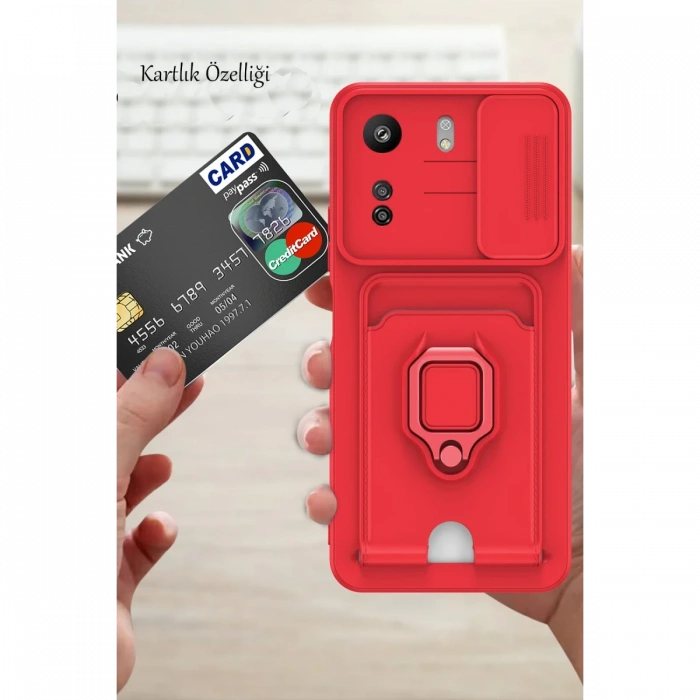 Newface Xiaomi Redmi 13C Kılıf Zuma Kartvizitli Yüzüklü Silikon