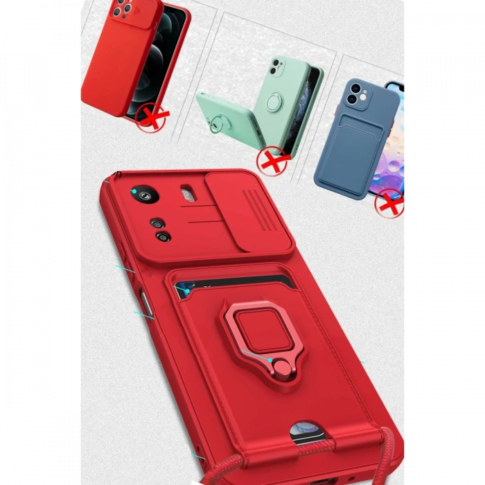 Newface Xiaomi Redmi 13C Kılıf Zuma Kartvizitli Yüzüklü Silikon