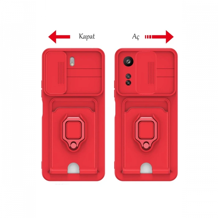 Newface Xiaomi Redmi 13C Kılıf Zuma Kartvizitli Yüzüklü Silikon
