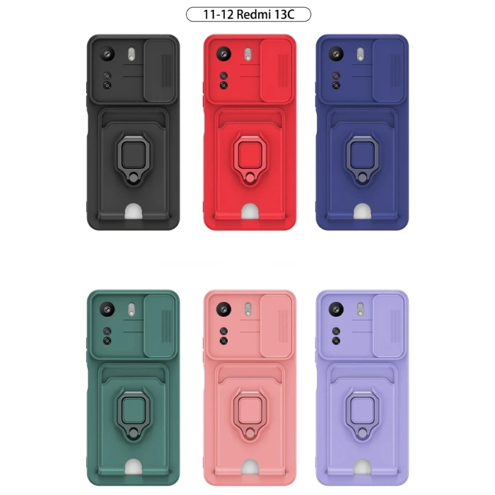 Newface Xiaomi Redmi 13C Kılıf Zuma Kartvizitli Yüzüklü Silikon