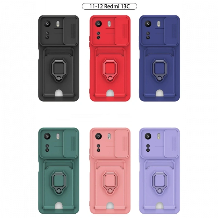 Newface Xiaomi Redmi 13C Kılıf Zuma Kartvizitli Yüzüklü Silikon