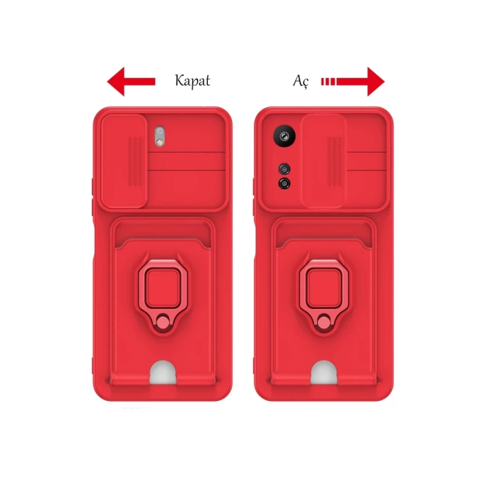 Newface Xiaomi Redmi 13C Kılıf Zuma Kartvizitli Yüzüklü Silikon