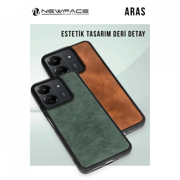 Newface Xiaomi Redmi 14C Kılıf Aras Deri Kapak - Taba