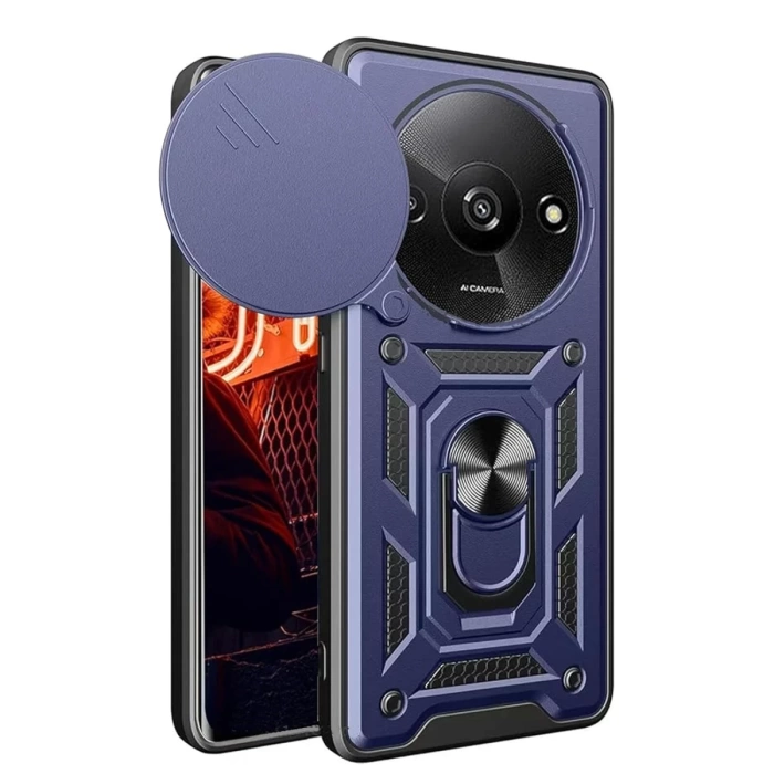 Newface Xiaomi Redmi A3 4G Kılıf Pars Lens Yüzüklü Silikon - Lacivert