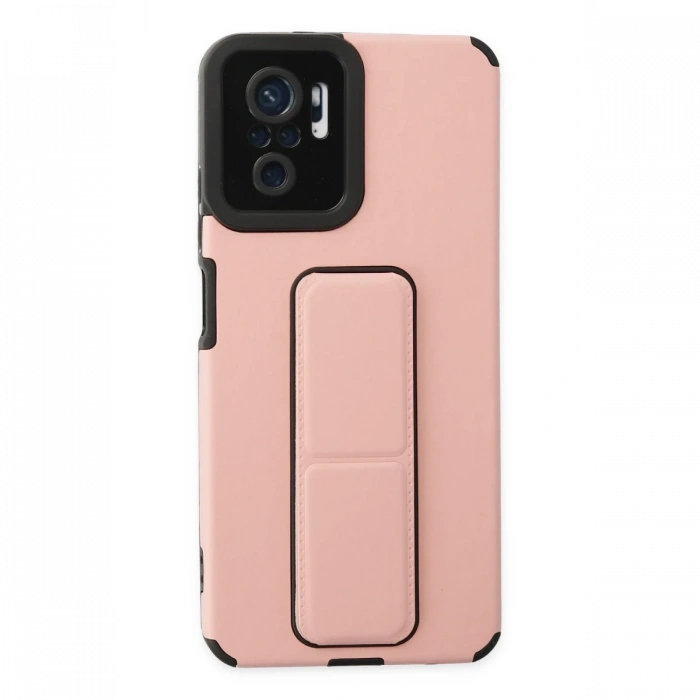Newface Xiaomi Redmi Note 10 Kılıf Mega Standlı Silikon - Pudra