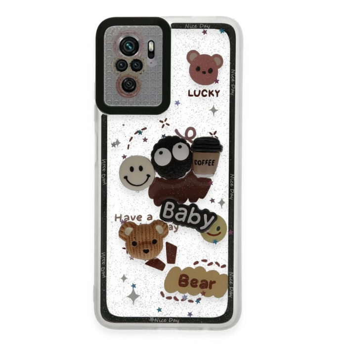 Newface Xiaomi Redmi Note 10 Kılıf Sweet Desenli Silikon Kapak - Sarı