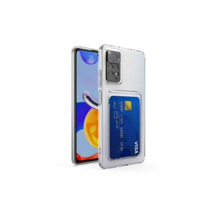 Newface Xiaomi Redmi Note 11 Kılıf Kart Şeffaf Silikon - Şeffaf