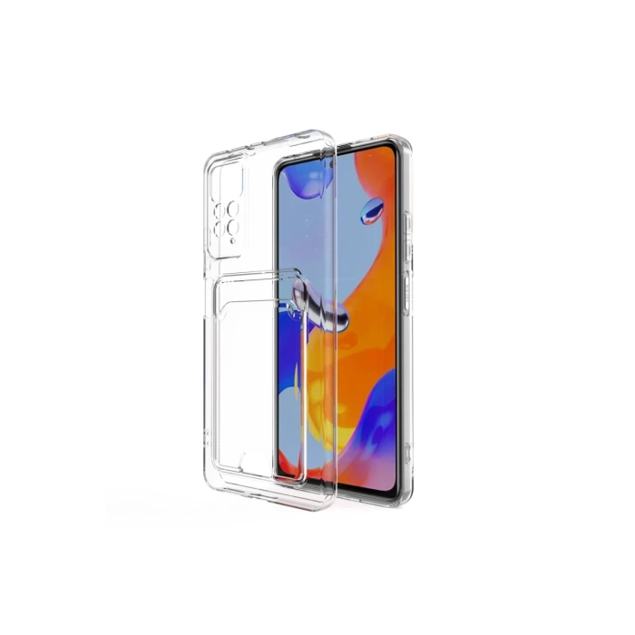 Newface Xiaomi Redmi Note 11 Kılıf Kart Şeffaf Silikon - Şeffaf