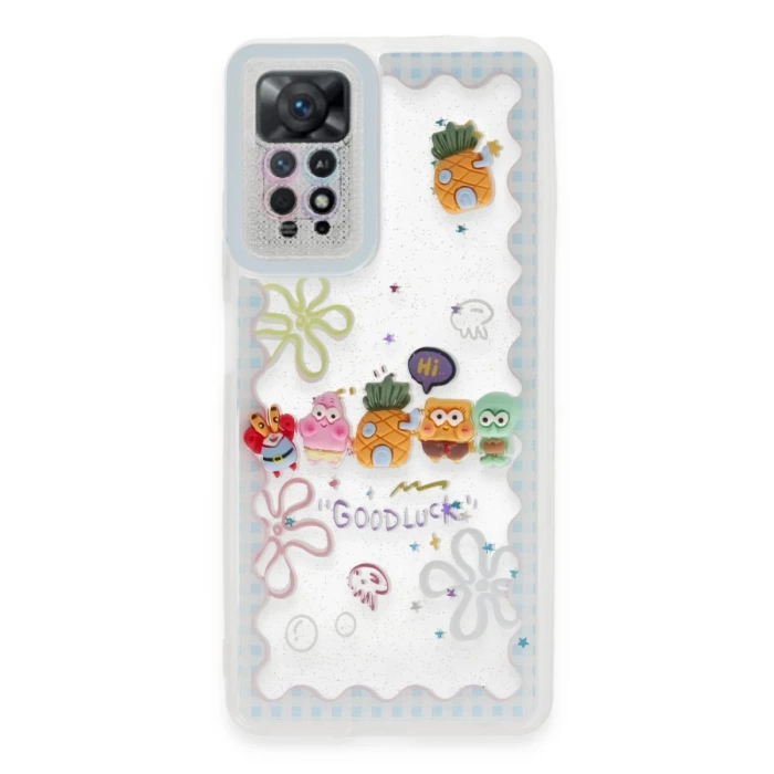 Newface Xiaomi Redmi Note 11 Kılıf Sweet Desenli Silikon Kapak - Açık Mavi