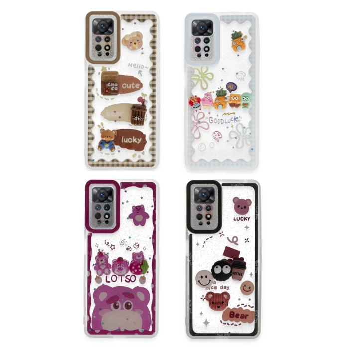 Newface Xiaomi Redmi Note 11 Kılıf Sweet Desenli Silikon Kapak - Pembe