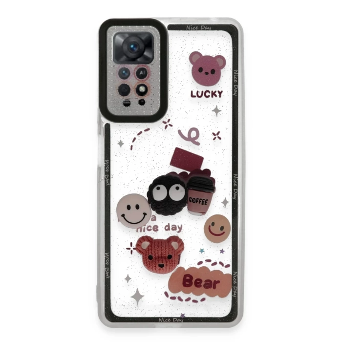 Newface Xiaomi Redmi Note 11 Kılıf Sweet Desenli Silikon Kapak - Sarı
