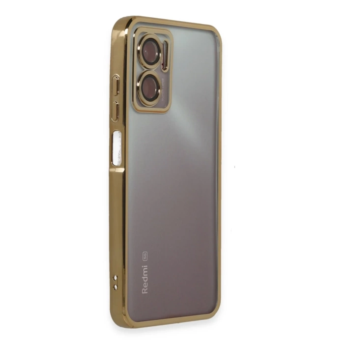Newface Xiaomi Redmi Note 11E Kılıf Razer Lensli Silikon - Gold