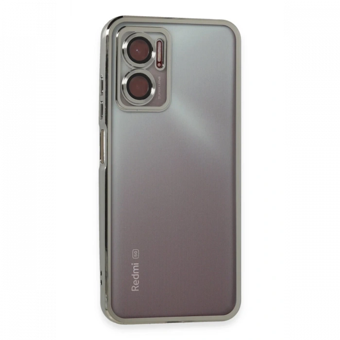 Newface Xiaomi Redmi Note 11E Kılıf Razer Lensli Silikon - Gümüş