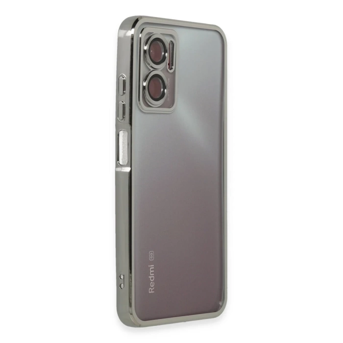Newface Xiaomi Redmi Note 11E Kılıf Razer Lensli Silikon - Gümüş