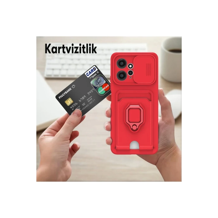 Newface Xiaomi Redmi Note 12 4G Kılıf Zuma Kartvizitli Yüzüklü Silikon
