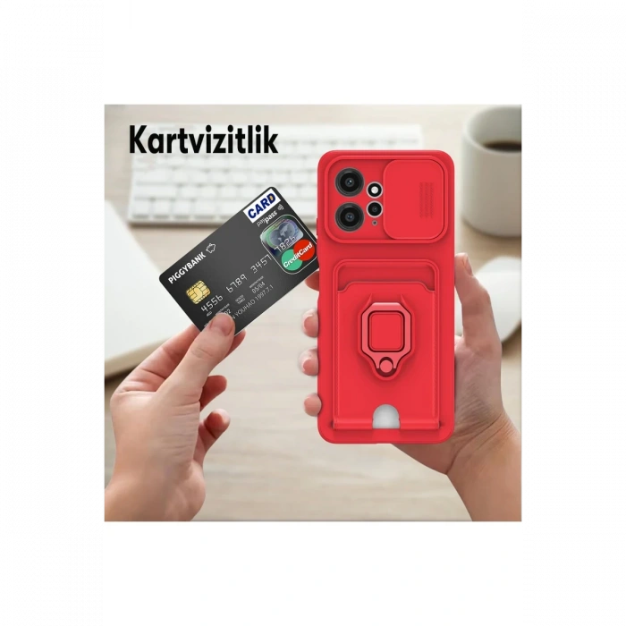 Newface Xiaomi Redmi Note 12 4G Kılıf Zuma Kartvizitli Yüzüklü Silikon