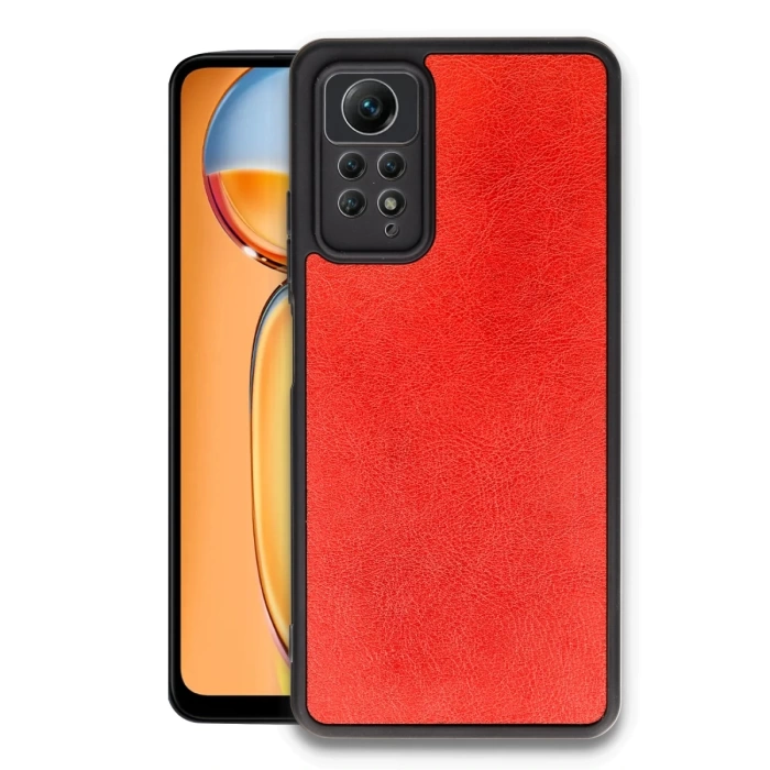Newface Xiaomi Redmi Note 12 Pro 4G Kılıf Aras Deri Kapak - Kırmızı