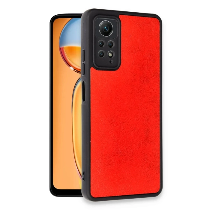 Newface Xiaomi Redmi Note 12 Pro 4G Kılıf Aras Deri Kapak - Kırmızı