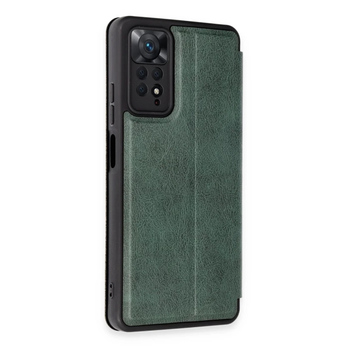 Newface Xiaomi Redmi Note 12 Pro 4G Kılıf Flip Cover - Koyu Yeşil
