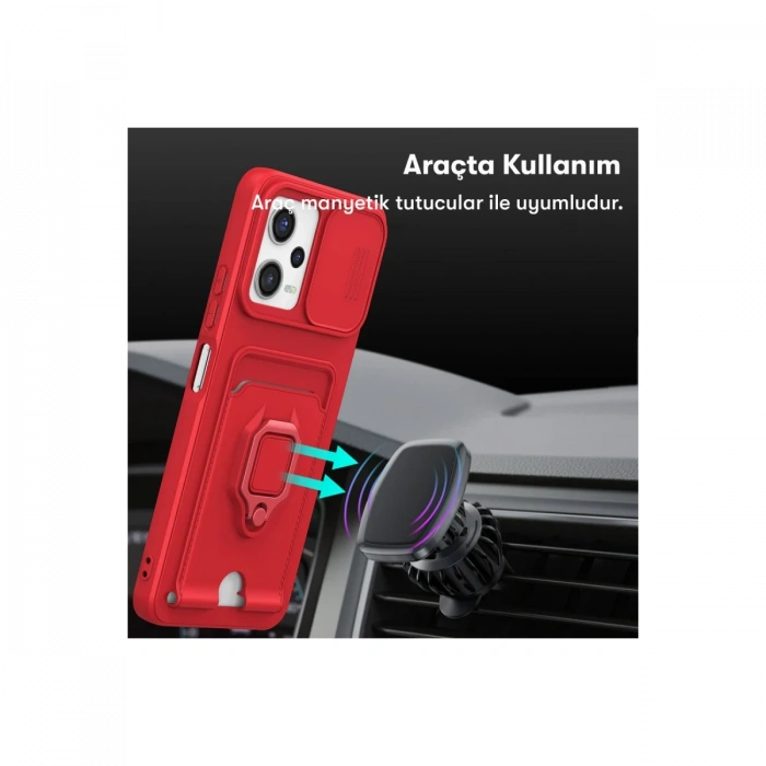 Newface Xiaomi Redmi Note 12 Pro 5G Kılıf Zuma Kartvizitli Yüzüklü Silikon