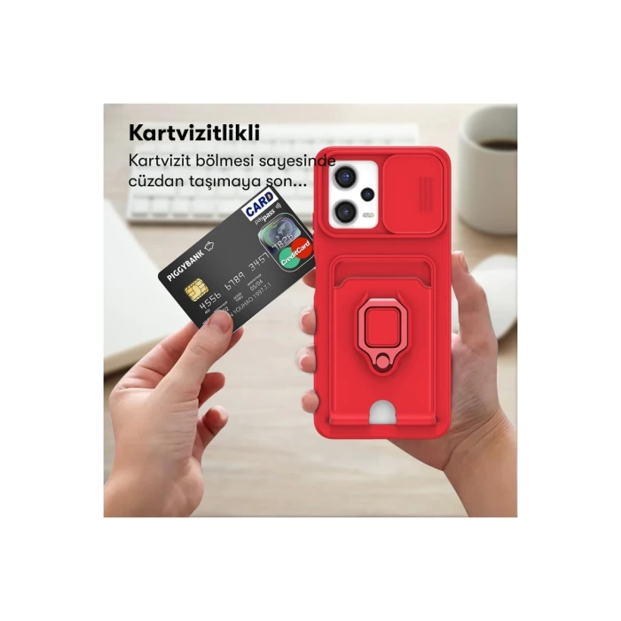Newface Xiaomi Redmi Note 12 Pro 5G Kılıf Zuma Kartvizitli Yüzüklü Silikon