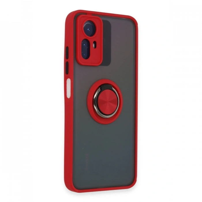 Newface Xiaomi Redmi Note 12S Kılıf Montreal Yüzüklü Silikon Kapak - Kırmızı